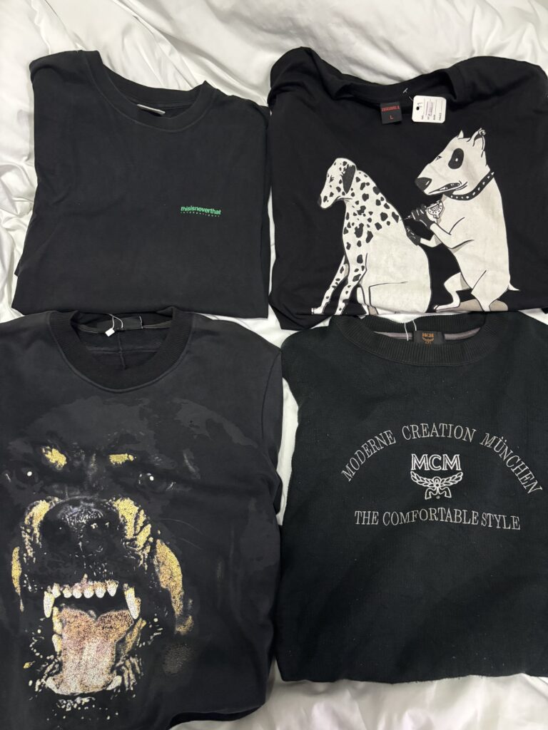 今回の戦利品の一部。「MCM」や韓国ストリートブランド「thisisneverthat」を発見。これらが数百円〜千円台で手に入るのがセブ島の恐ろしいところ。